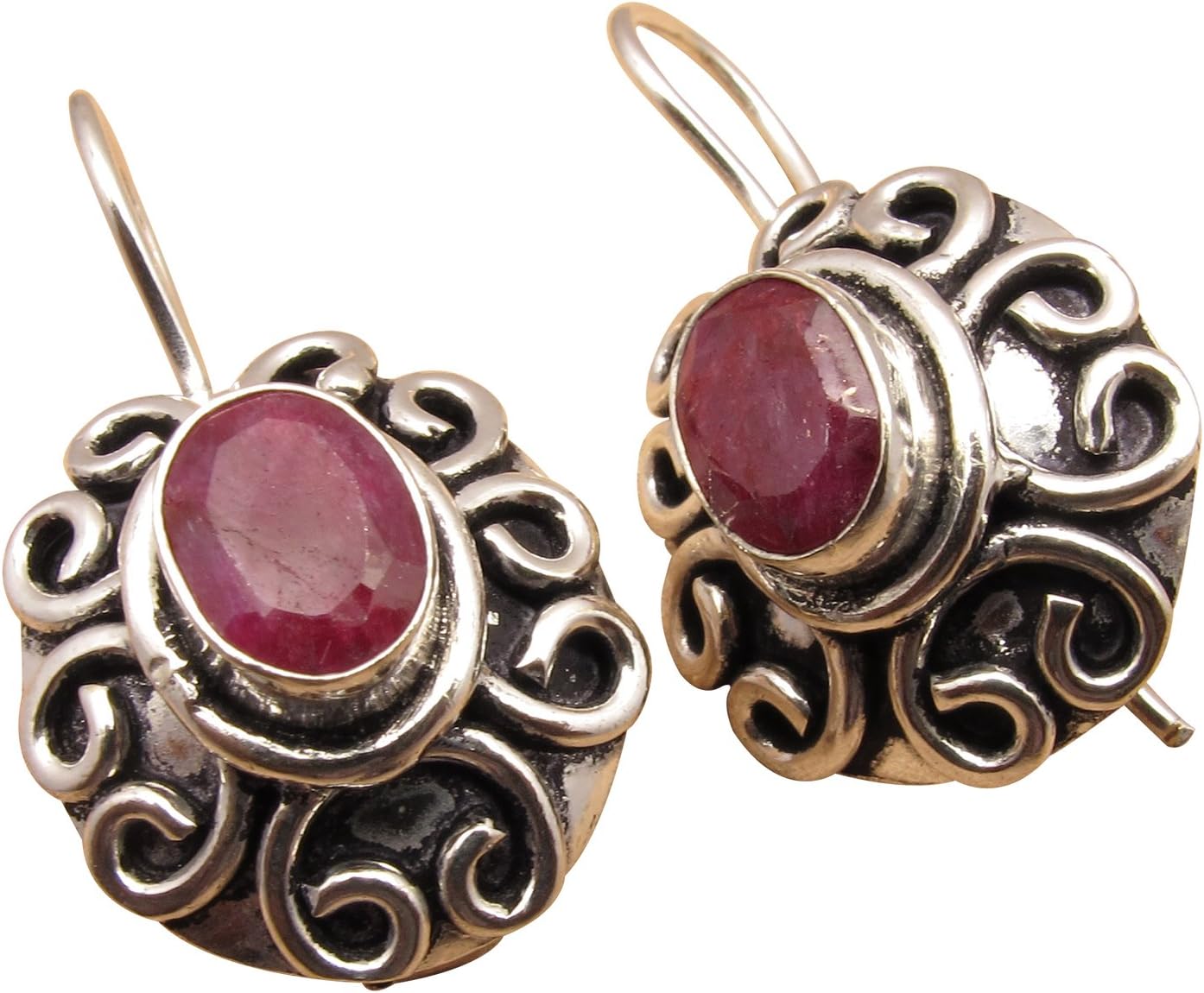 Red RUBY July Birthstone Earrings ! 925 Sterling Silver Plated SEMI PRECIOUS GEMSTONE Jewelry NEW