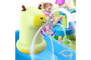 ONLYFUN Water Table Pump, Includes 0.19" & 0.28" Tubes, Portable Water Pump for Water Play Table, Built in 800mAh Battery Can Run for 40 Min, Water Table Accessories for Kid (Deer)