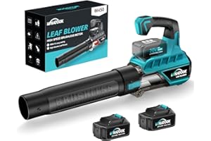 WHATOOK Leaf Blower Cordless with Battery and Charger: 2X 4.0Ah Batteries and Charger Included, Blushless Motor Electric Leaf Blowers for Lawn Care 450 CFM 20V Powered Air Power Fan Dry Car Dryer (Blue)