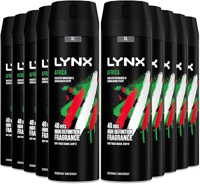 Lynx Africa Deodorant Body Spray for Men 200ml 10 Pack
