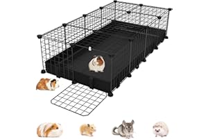 EAROND Small Animal Playpen with Waterproof Mat,Guinea Pig Cages,48"*24.6"*12.2"C&C Cage for Hamster,Rabbit,Hedgehog,Chinchilla,Ferret,Indoor Outdoor Portable Metal Wire Yard Fence,Metal Pet Panels-20pcs