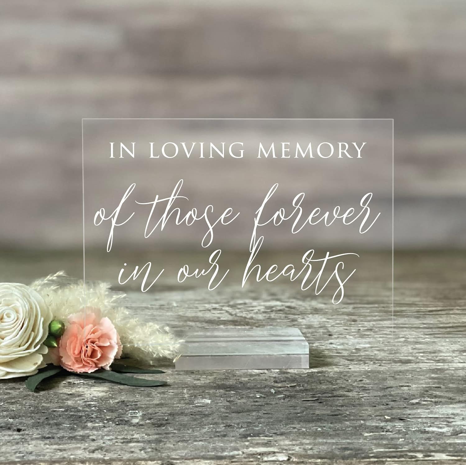 Mixed Media - In Loving Memory Acrylic Wedding Sign with Stand (5X7, Clear Acrylic Stand)