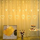 LOLStar Valentine's Day Window Lights, Valentines Day Decor Warm White Heart-Shaped 138 LEDs 12 Hearts Valentine Hanging Stri