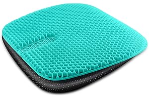 masteymoh Gel Seat Cushion for Long Sitting, Gel Cushions for Pressure Sores Relief, 18.5x17.3x1.2 Inches Cooling Gel Car Seat Cushion, Seat Cushions for Office Chairs with Breathable Nonslip Cover