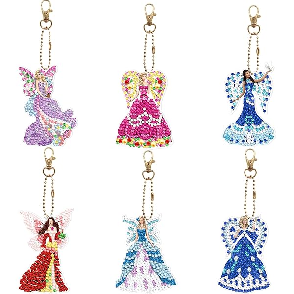 LUSandy 5pcs DIY 5D Mandala Heart Diamond Painting Keychain Kits – Full Drill Shape For Backpack & Bag