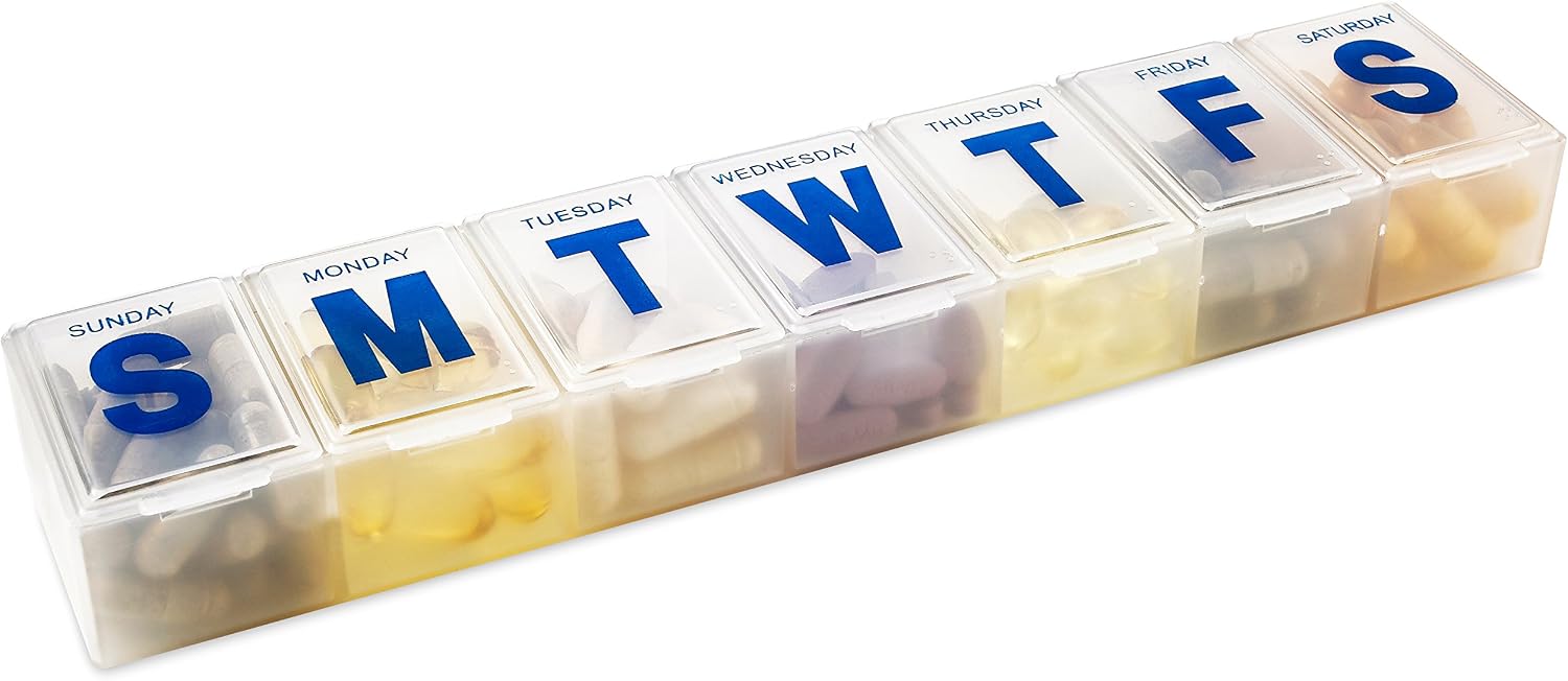MEDca Weekly Pill Organizer, 7-Day Pill Planner Extra Large, Clear