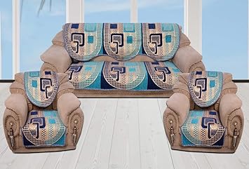 Akshaan Texo Fab 500 Tc Velvet Sofa Cover Set For 5 Seater (6 Pieces)