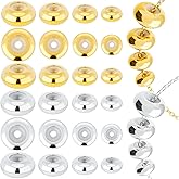HINZIC 24pcs 5/6/7/8mm Stopper Beads, Gold Silver Brass Silicone Spacer Rondelle Slider Beads Adjustable Clasps Loose Beads for DIY European Bracelets Necklaces Jewelry Making
