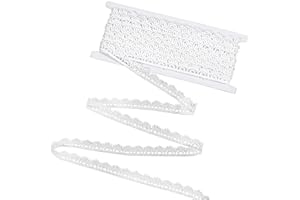 PSYQTSUARY Lace Ribbon, 1/2''×10 Yards White Crocheted Lace Trim Vintage Lac Fabric Scalloped Edge Lac Ribbons for Crafts, Gift Wrapping, DIY Sewing Making, Scrapbooking, Wedding Bouquet Decorations