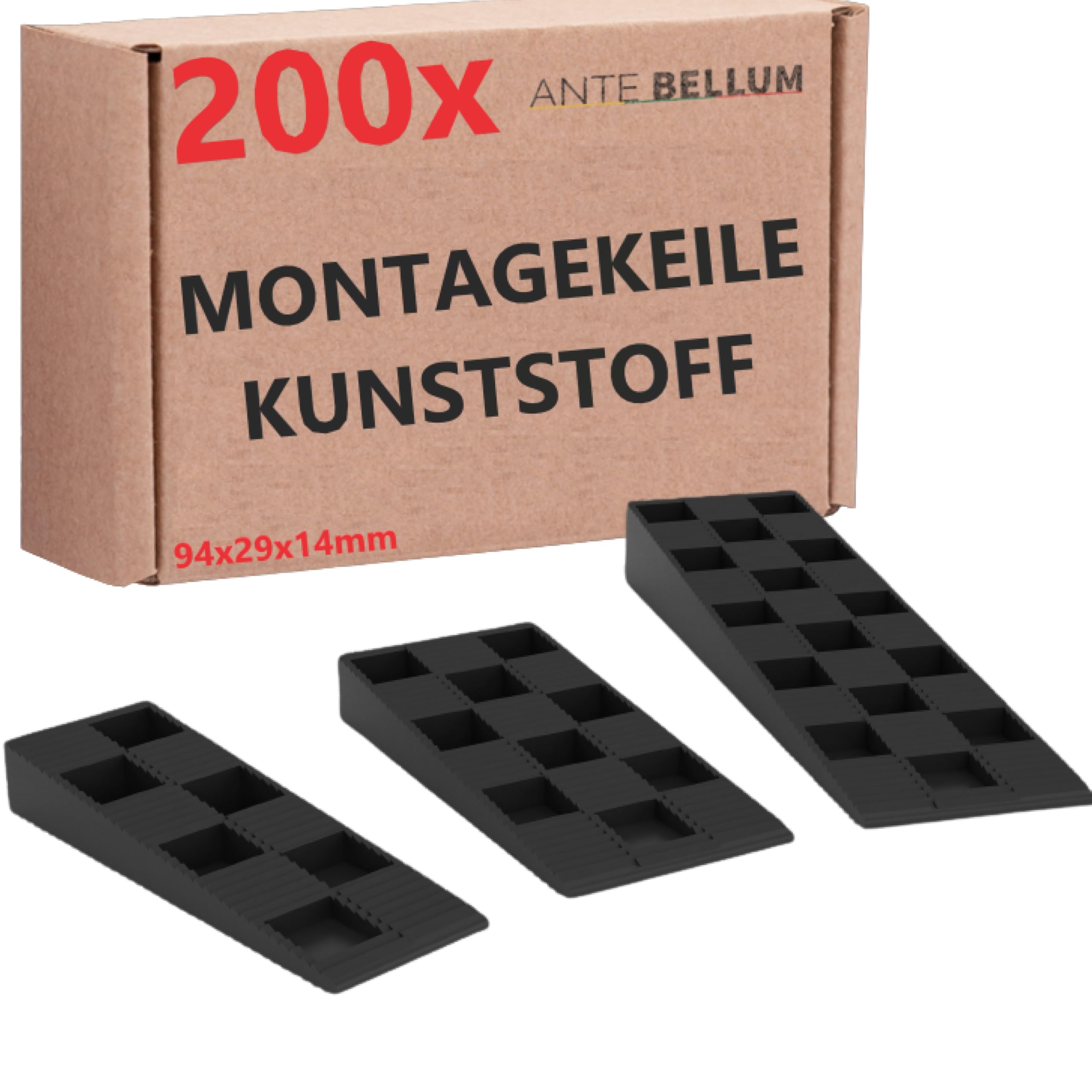 Ante bellum Plastic Spacers for Floors, Windows and Doors - Plastic Wedges for Effective Installation - Laminate Spacers, Shatterproof, Connectable, in Three Sizes - Ante bellum (Pack of 200)