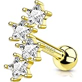 COCHARM 925 Sterling Silver Star Cartilage Earrings 18g Cartilage Stud Earrings Tragus Helix Conch Piercing Jewelry for Women