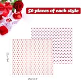 ASTARON Valentine's Wax Paper Sheets 100 Pcs 25x35 cm Heart Patterns view 2