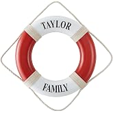 Let's Make Memories Personalized Life Preserver Ring - Decorative Custom Unique Pool, Boat, Beach House Decor - Weather-Durable Fabric - Personalize with Message - 21" Dia. - Thin Serif