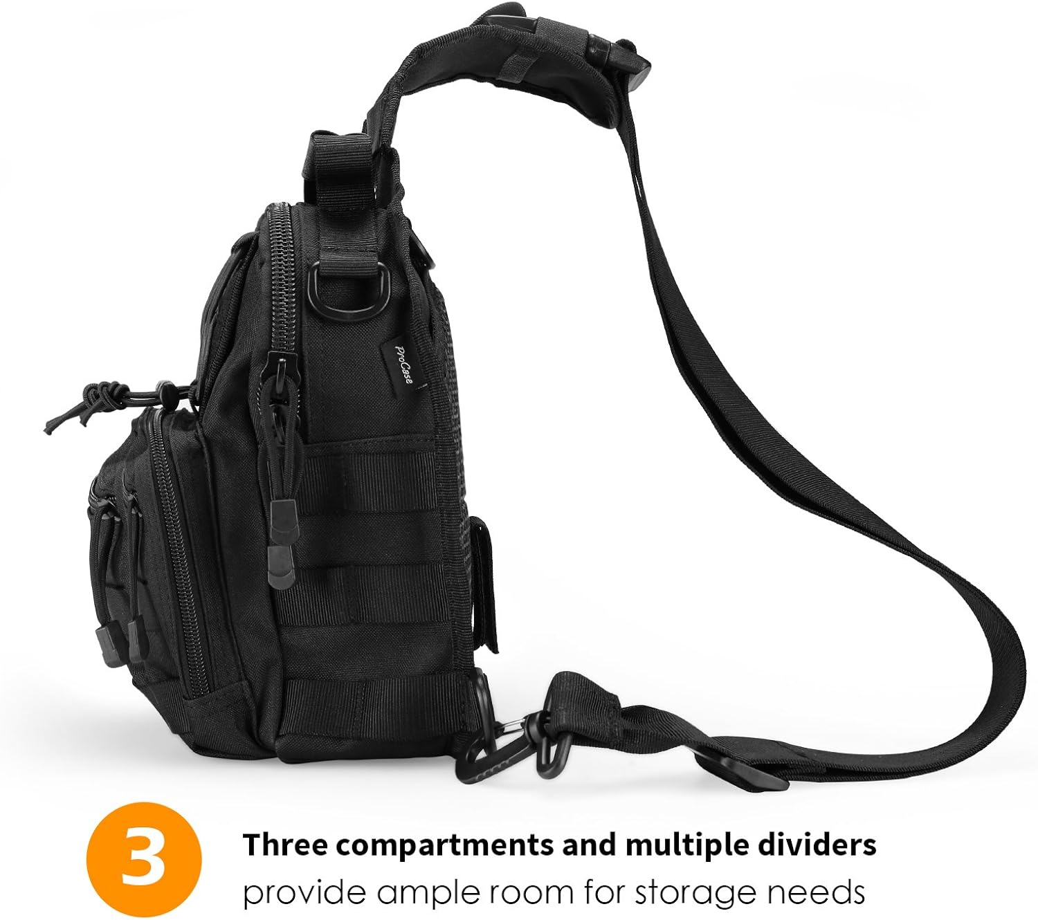 ProCase Tactical Sling Bag with Pistol Holster, Military Outdoor Range Backpack -Black: Clothing