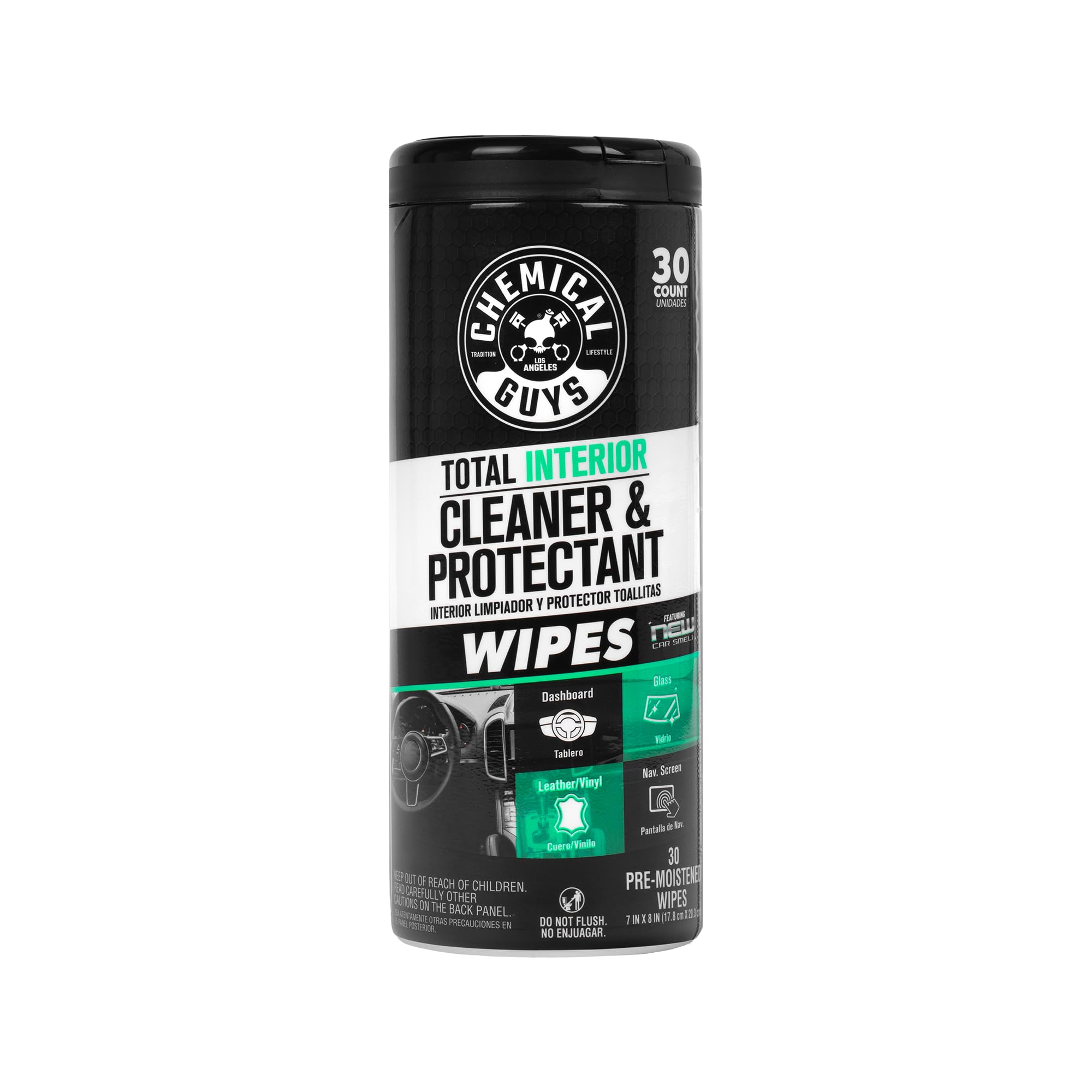Photo 1 of Chemical Guys Total Interior New Car Smell Cleaner & Protectant Wipes – All-in-One Interior Cleaning Wipes for Dashboards, Vinyl, Leather, Fabric & Glass – Cleans & Protects, New Car Scent, 30 Ct