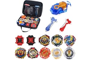 Owenkelng Bey Burst Gyro Toy Set Great Birthday Gift for Boys Children Kids 6 8+ Metal Fusion Attack Top Grip Blade Set with Battling Game Storage Box 8 Top Burst Gyros 3 Two-Way Launcher 2 Handles