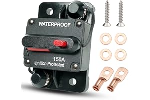 BULVACK 150 Amp Circuit Breaker for Boat Trolling Motor Marine ATV Trailer Vehicles Stereo Audio Electronic Battery Solar System Inline Fuse with Manual Reset Switch Waterproof DC 12V-48V (150A)
