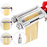 Rafbar Pasta Roller Cutters Attachment for Stand Mixers, 3 in 1 Stainless Steel Pasta Maker Set Included Pasta Sheet Rolle Cu