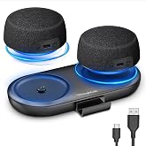 VkingMoR Bluetooth Speaker Set with Magnetic Base for Multi Room | TWS Stereo Sound/RGB Lights/10H Playtime/Bluetooth 5.4 Portable Wireless Speaker for TV,Home Theater,Outdoor,Meeting