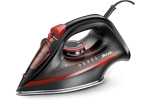 SUNDU Burst steam Iron for Clothes, Automatic Shutoff, Light Weight, 1500W Iron with Non-Stick Ceramic Soleplate, 3-Way Auto-Off, Rapid Heating, Self-Cleaning, 15.21oz Water Tank Ironing Clothes for Home