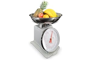 Pro-Kitchen 11lb 5kg Mechanical Kitchen Weighing Food Scale with Stainless Steel Bowl, Dial Scale for Cooking, Baking, Dietin