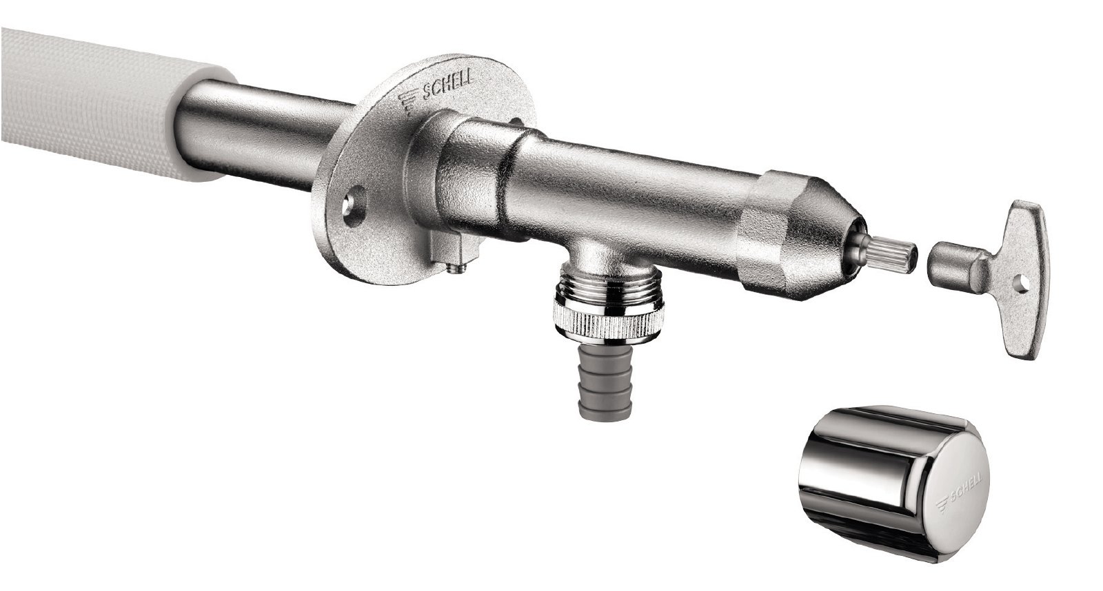 Schell 18260 7 Outlet Valve, Frost-Proof for The Outside Wall, 1/2 inch, Chrome-Plated Brass