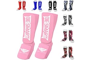 BESMART Be Smart Kids, Adults, Youth, Men and Women Muay Thai MMA Kickboxing Shin Guards, Instep Guard Training, Sparring Protective Gear Equipment Shin Kick Pads