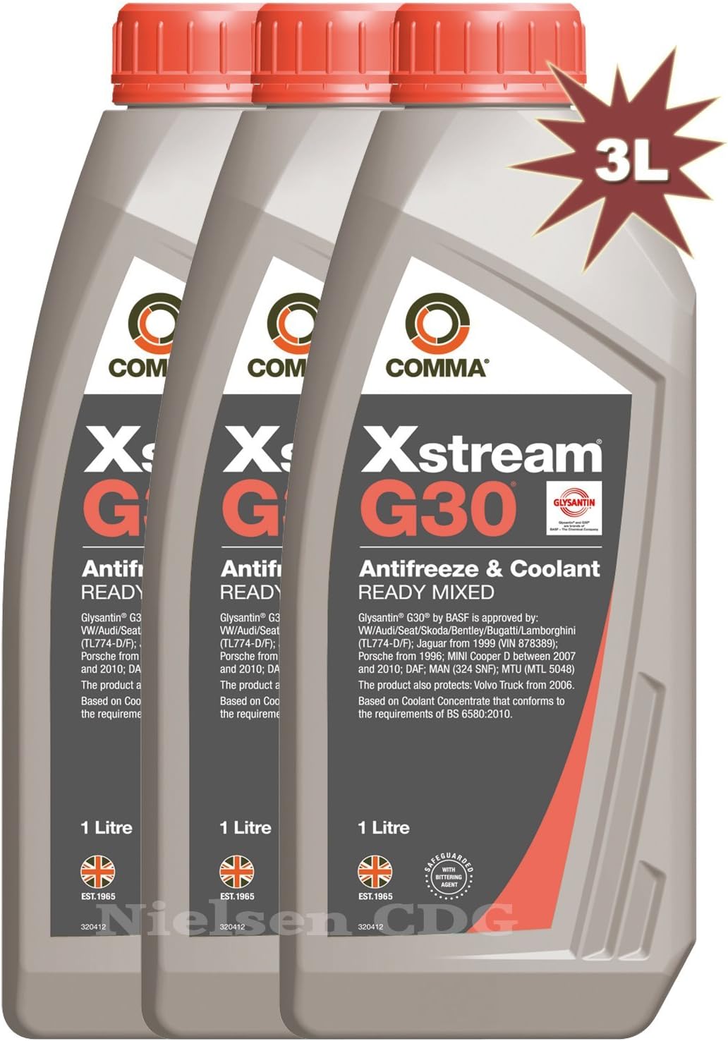 Comma Xstream G30 Ready Mix Antifreeze & Coolant 3x1L= 3 Litre