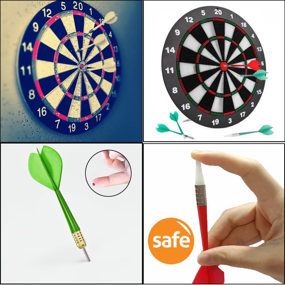 Safety Dart Board for Kids 16 inch Rubber Dart Board Set with 6 Soft