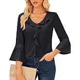 Casual Black Dress Shirts for Women Trendy 2025 Summer Fashion Tops V Neck Elegant Embroidered Lace Patchwork Shirts