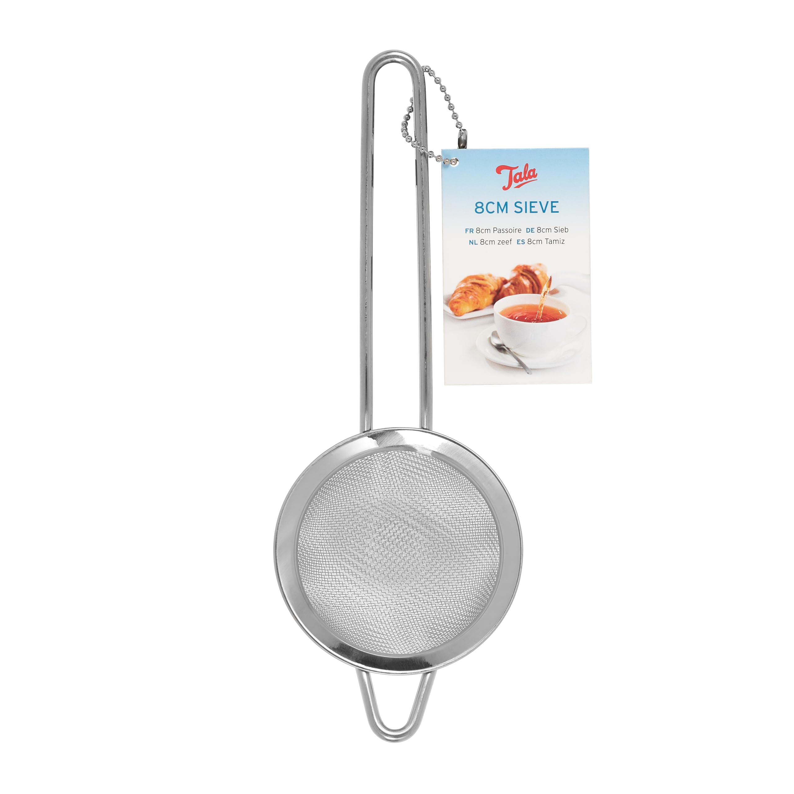 Tala Stainless Steel Sieve, 8 cm Diameter with Fine Mesh, Perfect for Loose Tea, Dusting Cakes and rinsing Single portions of Pulse Beans — image 1