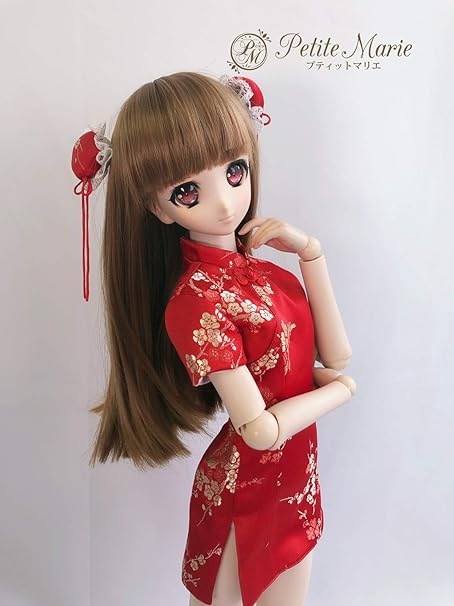 Amazon Petite Marie 1 3 Dd Sd対応 チャイナドレス 赤 金糸花 60cmドール S L胸対応 Bjd 人形服 色移り対策 プティットマリエ No 0014 ドレス アクセサリー おもちゃ