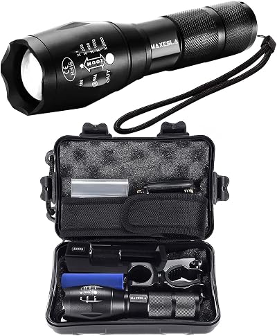 Maxesla Rechargeable LED Torch Set High Lumen 5 Modes IP65 Zoomable