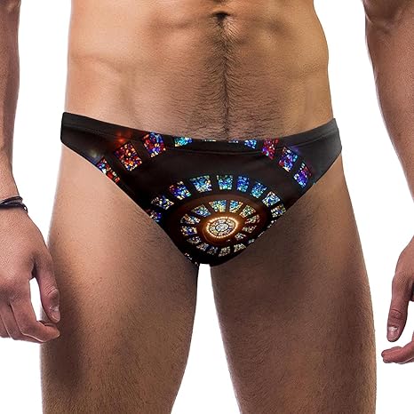 Traje de baño para hombre con patrón de círculo en espiral y cristales