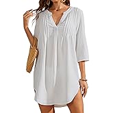 Bsubseach Swimsuit Coverup for Women V-Neck Bathing Suit Cover Up Summer Causal Short Sleeve Beach Dress