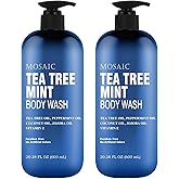 Tea Tree Body Wash with Mint & Shower Gel with Vitamin E for Jock Itch, Eczema, Ringworm, Body Odor, Body Wash Women & Men with Added Body Oils,LARGE 20.2 FL Oz Bottle (Tea Tree Mint, Pack of 2)