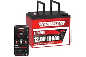 CYCLENBATT 12V 100Ah LiFePO4 Battery with Bluetooth, 12V Lithium Battery Built in 100A BMS Support Real-Time Monitoring, 12V 100Ah LiFePO4 for Trolling Motor, RV, Solar, Off-Grid