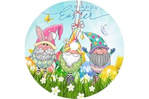 JIEKENMO Gnomes Happy Easter Gnome Eggs Funny Grass Butterflies Bunny Ears 36 Inch Christmas Tree Skirt Carpet Mat Funny Party Soft Cover Mat Decor Supplies for Xmas Halloween Decorations Occasion Farmhouse