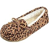 FIBURE Womens Moccasin Slippers Micro Suede Cozy Indoor Outdoor House Shoes
