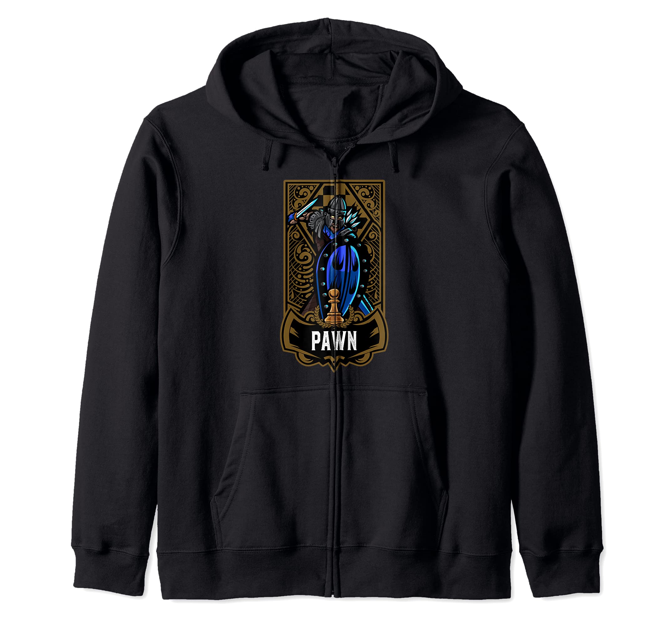 Pawn Chess Game Piece Chess Club Players Gambit Blue Team Zip Hoodie