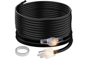 15FT Heating Cable for Pipe with 6.5FT Power Cord, Self-Regulating Freeze Protection Pipe Heating Cable with Working Light, T