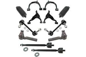 TRQ Front Steering & Suspension Kit Control Arm with Ball Joint Steering Rack & Pinion Bellow Sway Bar Stabilizer Link Tie Rod Compatible with 2005-2015 Toyota Tacoma