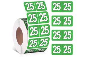 ZZUNKN 500 Pieces 2025 Year Stickers File Folder Year Labels Rectangle Coded Colored Year Stickers Self Adhesive Year Labels Tab File Folders Office Supplies, 1 Roll, 3/4" x 1-1/2" (Green)