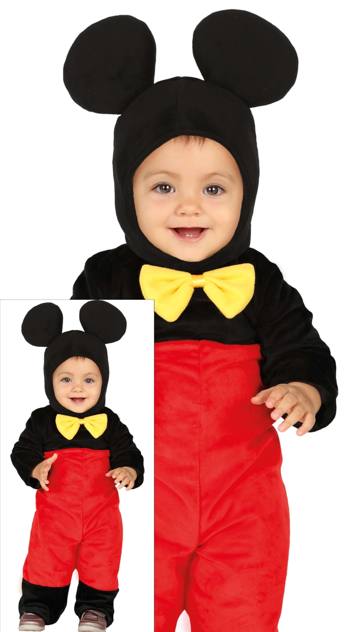 FIESTAS GUIRCA | Baby Mouse Fancy Dress (12-18 months) - Hat and Jumpsuit for Baby Boy - Ideal for Parties, Events and Mouse Celebrations - Children's Costumes - Black and Red