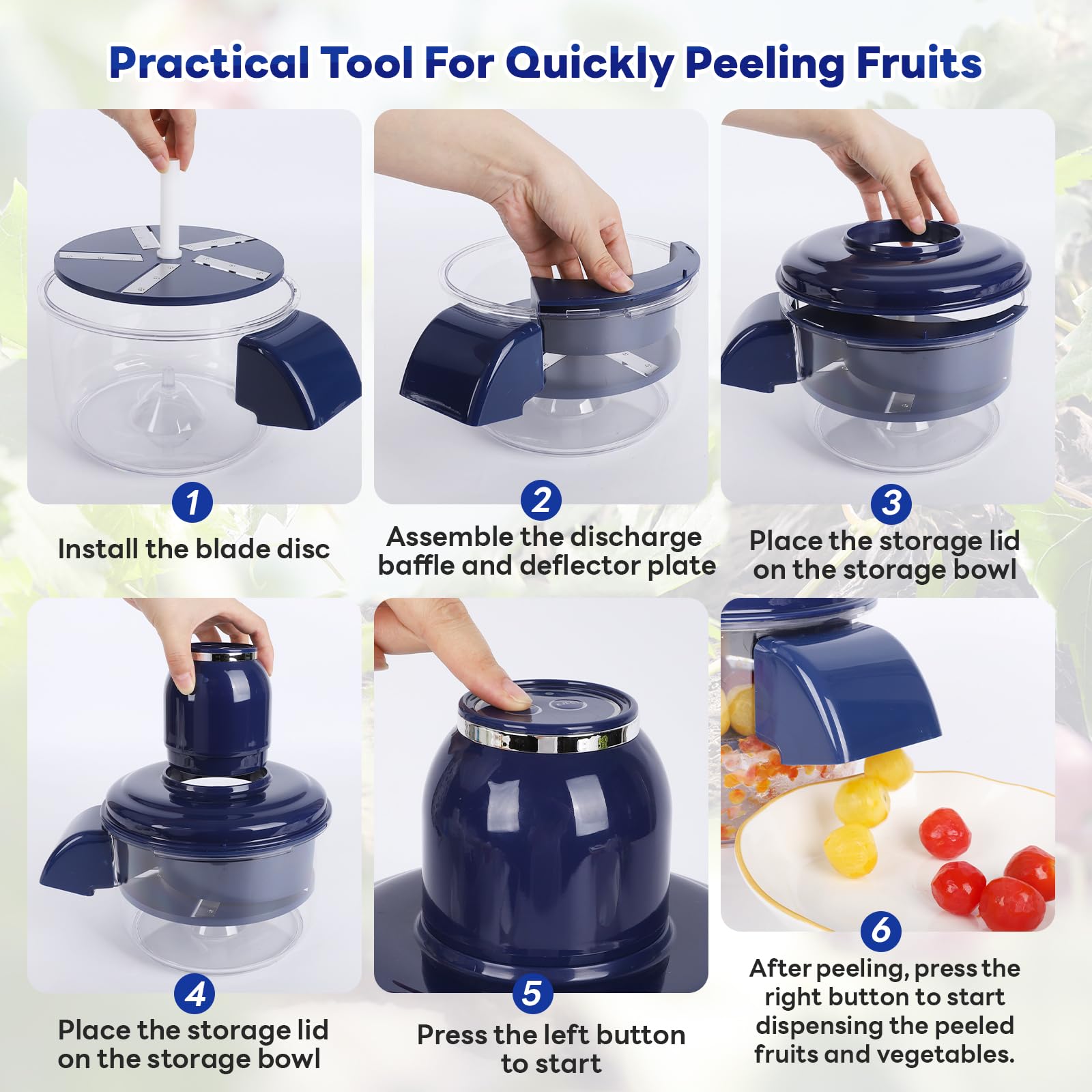 Automatic Grape Peeler Machine, Electric Garlic & Cherry Tomato Peeler Skin Remover Tool for Small Fruits, Effortless Peeling for Home Kitchen (Blue-1PC)
