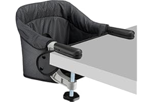 TOOGEL Hook On Chair, Safe and High Load Design, Fold-Flat Storage and Tight Fixing Clip on Table High Chair, Removable Seat Cushion, Attach to Fast Table Chair (Black)