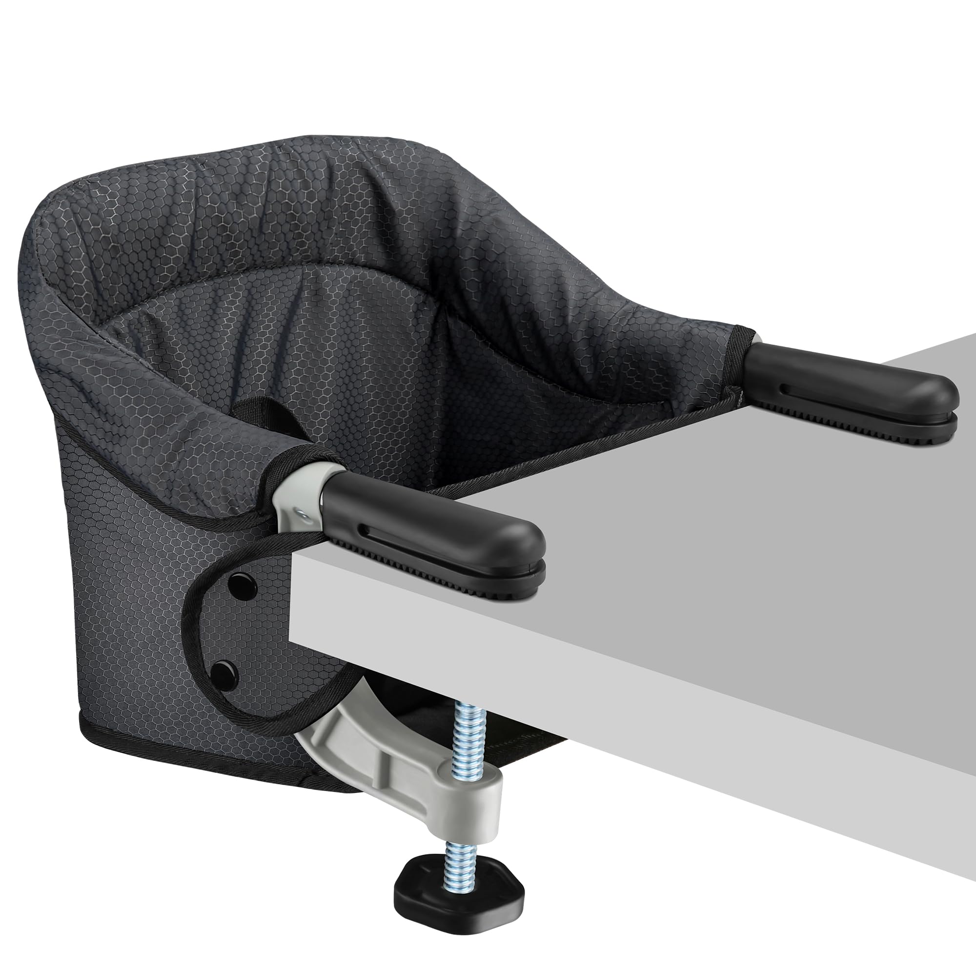Photo 1 of Hook On Chair, Safe and High Load Design, Fold-Flat Storage and Tight Fixing Clip on Table High Chair, Removable Seat Cushion, Attach to Fast Table Chair (Black)