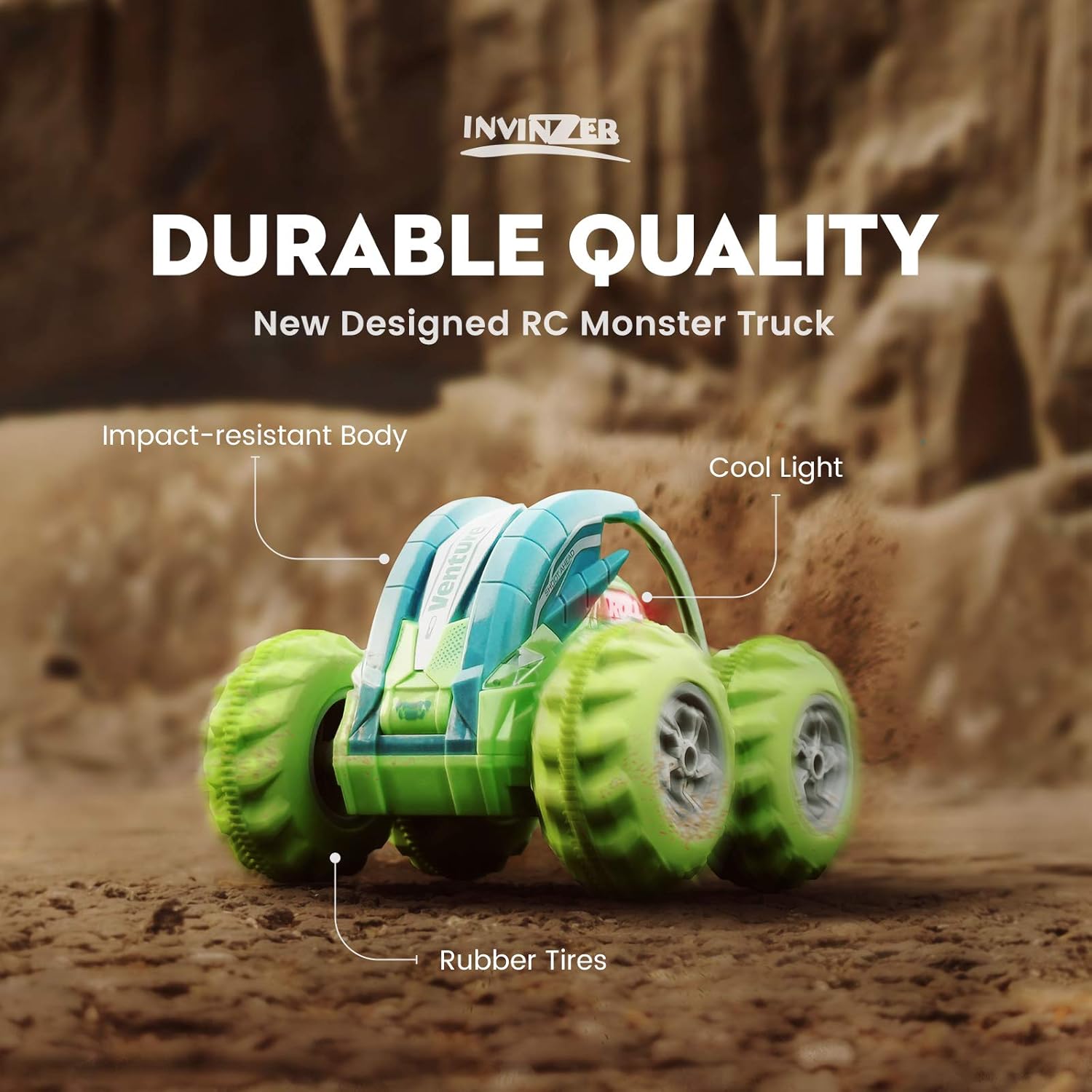 INVINZER Remote Control Car RC Stunt Car Hobby RC Cars 360°Flip Roll Back RC Toys Car with Colorful Lights for Kids Aged 4-12 Years Old RC Race Car for Boys Girls Green: Toys & Games
