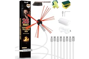 Morinoli 26 Feet Chimney Sweep Kit, Chrome Button Locking System, Chimney Cleaning Kit, Chimney Brush, Chimney Cleaning Tool, Chimney Cleaning System with 8 Flexible Chimney Rods
