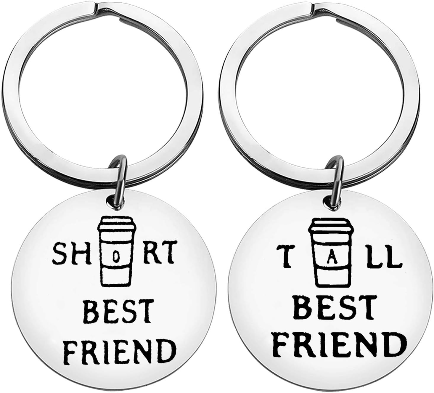 Funny Best Friend Keyring Friendship Gifts Tall and Short Best Friend Keychain Set Friendship Key Ring BFF Gifts for Women Men Birthday Christmas Gifts Graduation Valentine's Day Gifts for Friends